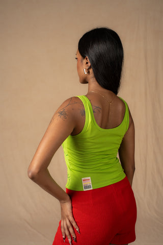 Back view of fitted green Sweet Chilli tank top