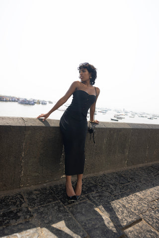 Noir Black skirt tube top set 