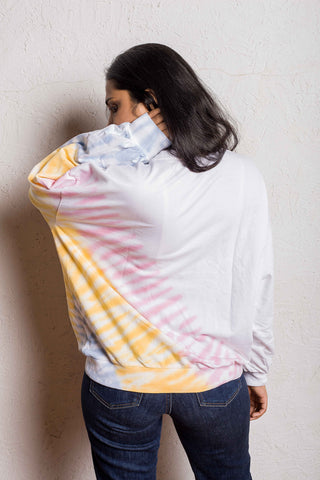 Back view of the tie-dye summer sweatshirt.